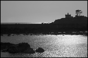 Crescent City Lighthouse. From a distance it looks like something out of a Hitchcock movie.