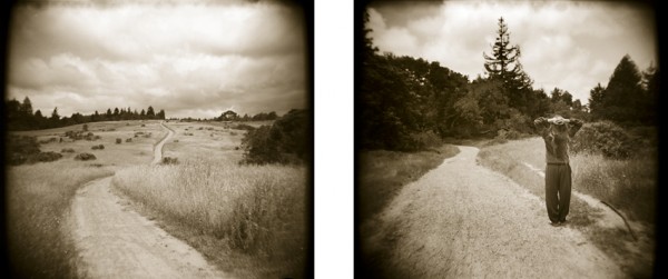 I took a walk in Wilder Ranch the other day. I walked fast and carried one Holga with 12 exposures. On the left is the Long Meadow and on the right is Melissa enjoying a moment. 