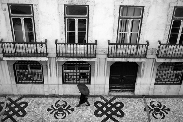 Rainy walk home, Lisbon, Portugal.