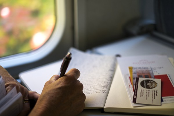 One can write, read or look out the window and watch the corn fields and fall colors pass by. 